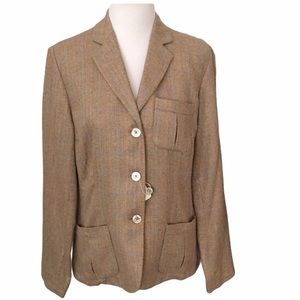 NWT Vintage Bobby Jones Silk Herringbone Plaid Blazer